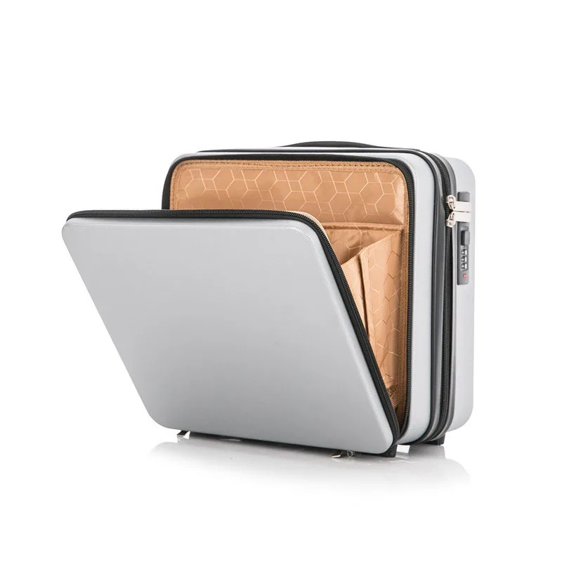 

Front open lid suitcase 16 inch small suitcase password suitcase multi-functional storage cosmetic case
