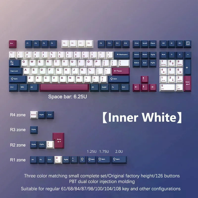126 Keys Double Shot Keycap PBT Cherry Mechanical Game Keyboard For MX Switch Keycap GMK67 GMK87 GMK61 Gaming Keyboard Key Cap