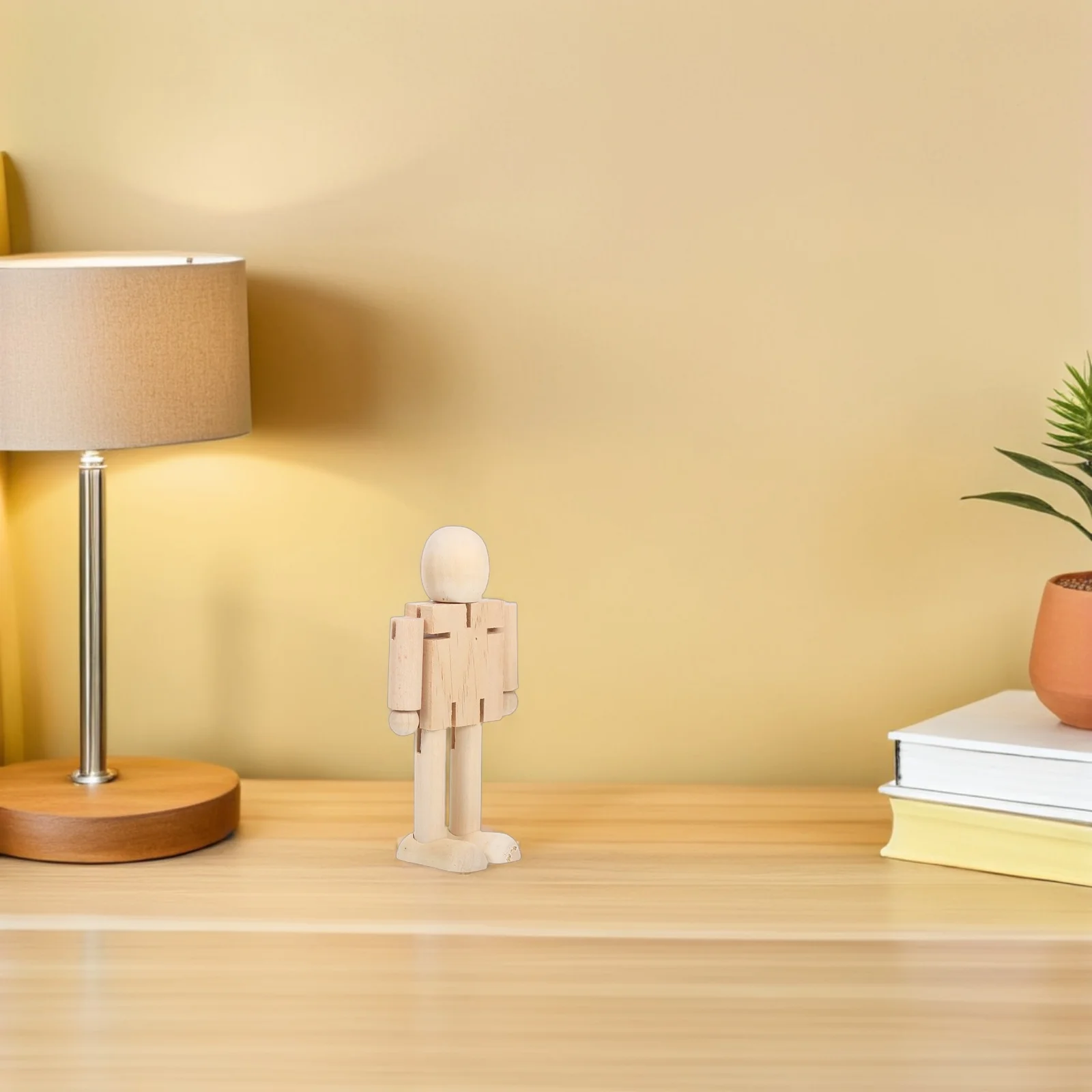 

4pcs Unfinished Wooden Robot Peg Movable Joints Kids Diy Painting Kit For Art Craft Activities Toddlers Kindergarten