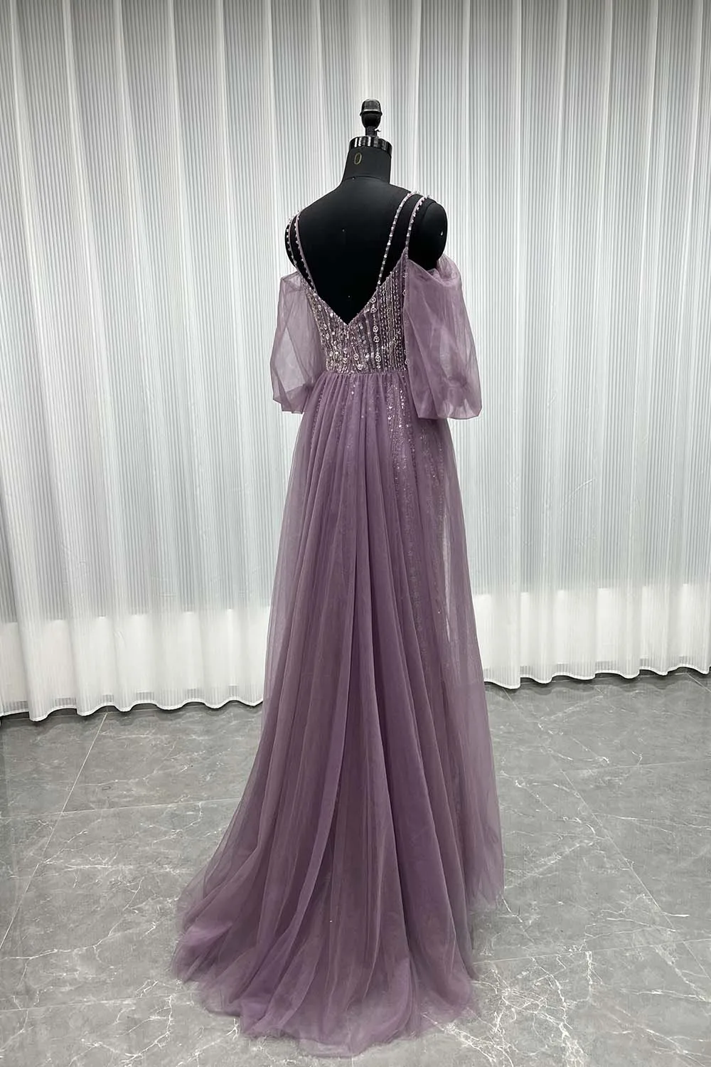 YQLNNE Dubai Mauve Pailletten bestickte Abendkleider Spaghetti Perlen formale Frauen Partykleid Meerjungfrau