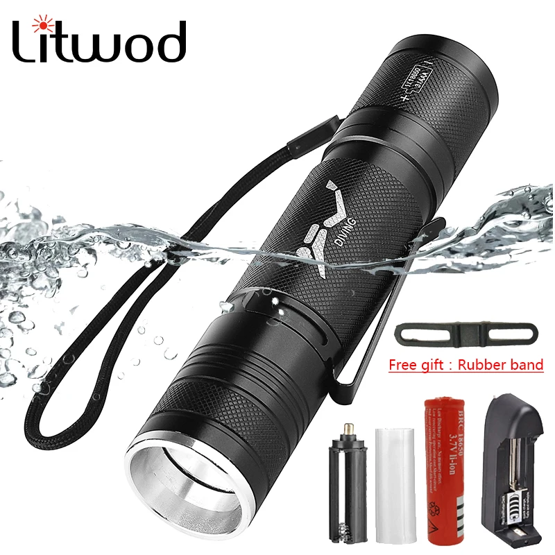 Z20D84 LED Diving Flashlight Waterproof Portable Lantern Lamp 18650 Battery Torch Bulbs for Swimming XM-T6 Underwater 80m