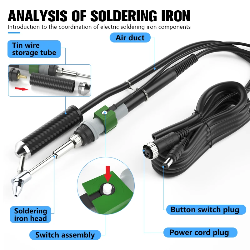 T12A Suction Tin Gun Desoldering Station Hot Air Gun Soldering Iron Suction Pen Intelligent STM 32 Soldering Station