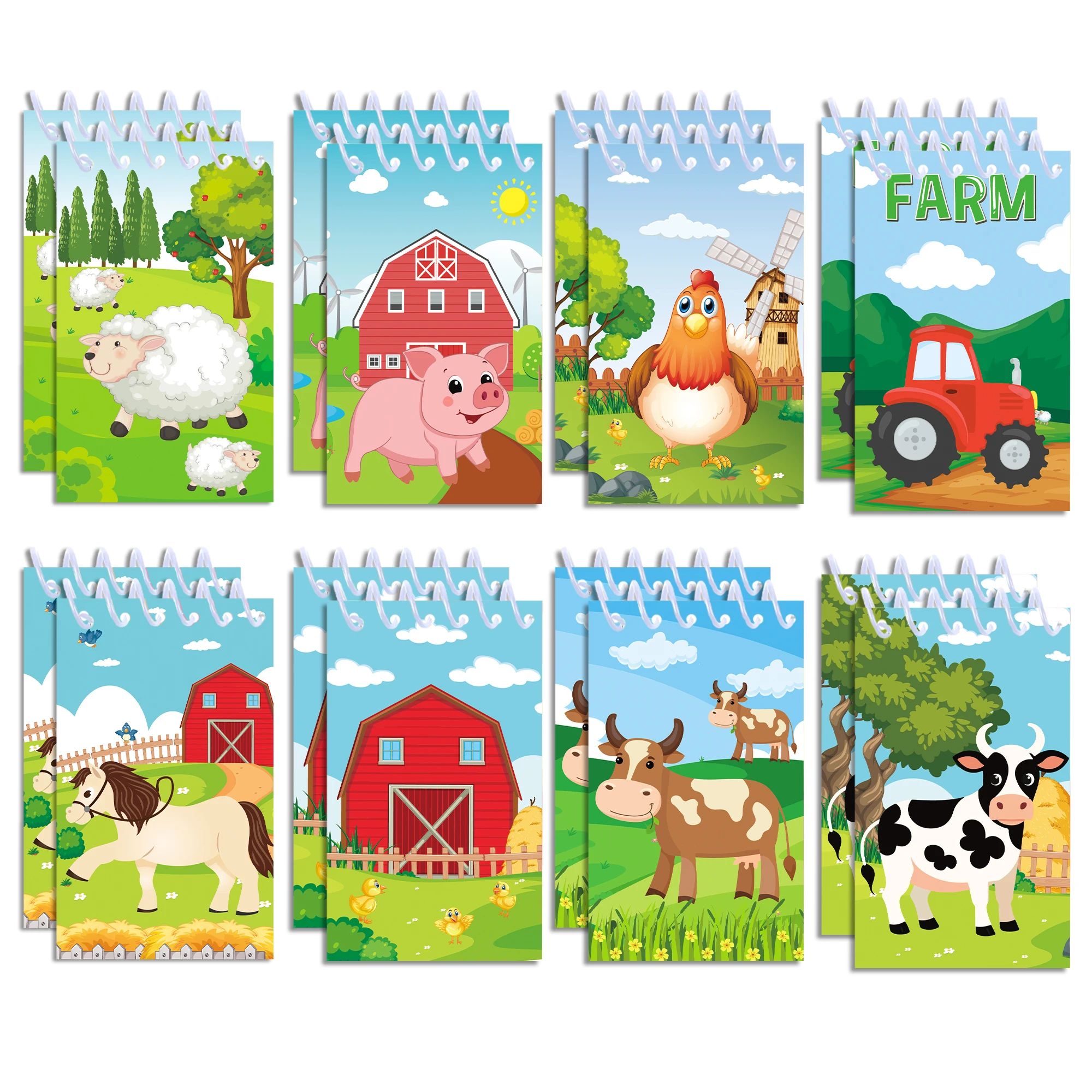 

8pcs Farm Animals Spiral Pocket Notebook 8 Designs Portable Mini Memo Pad Notepads Coil Booklet For Kids Gifts Office Stationery