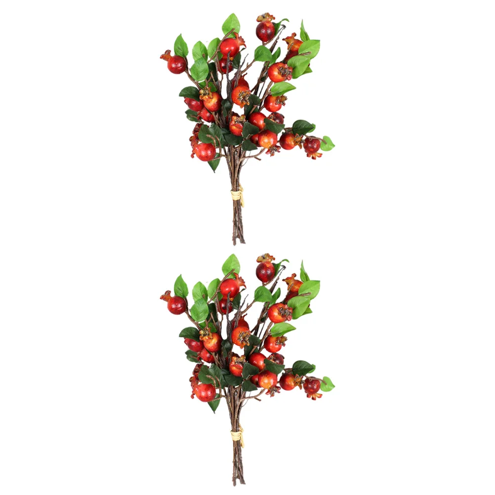

2pcs Simulation Pomegranate Fruit Artificial Decorative Flowers Foam Material Home Office Wall Vase Decoration Rosehip Bouquet