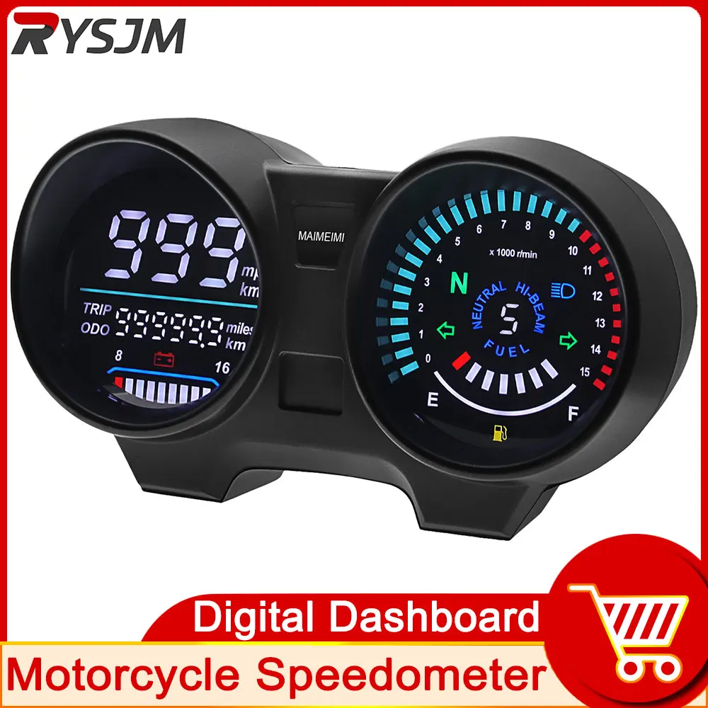 Universal Speedometer Digital Dashboard LED Electronics Motorcycle RPM Meter Odometer For Brazil For TITAN 150 For Honda