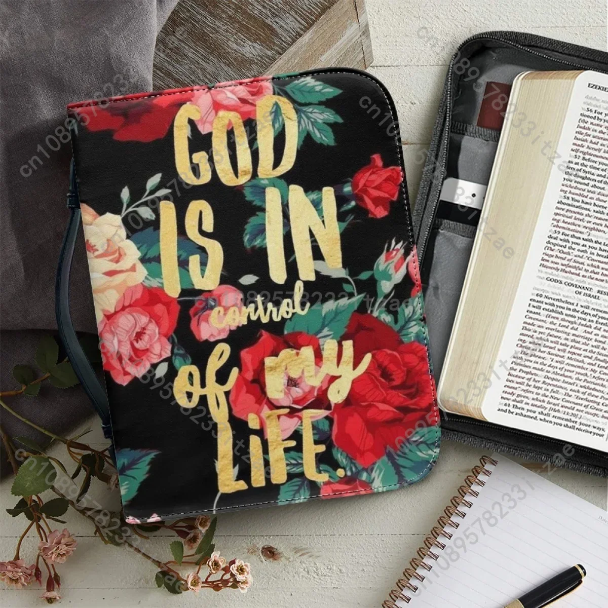

Bible Bag for Ladies Handbags PU Leather Zipper Handle Bible Cover Case Practical Church Gathering Scripture Carrying Book Case
