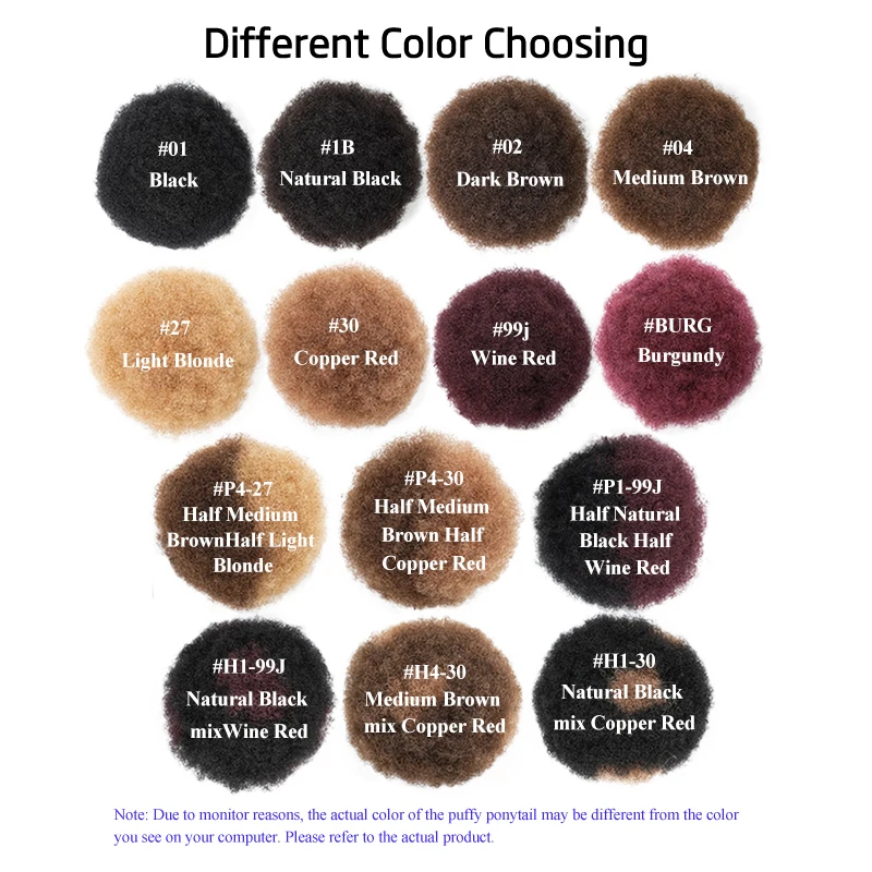 Immagine 4: Capelli umani al 100% 8 pollici corti Afro Kinkys ricci Afro Bun Extension posticci Afro Puff coulisse coda di cavallo panino per capelli