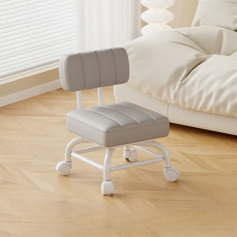 Small Stool Backrest Universal Wheel Soft Stool Children's Sofa Coffee Table Small Chair Pulley Low Stool Portable Stool