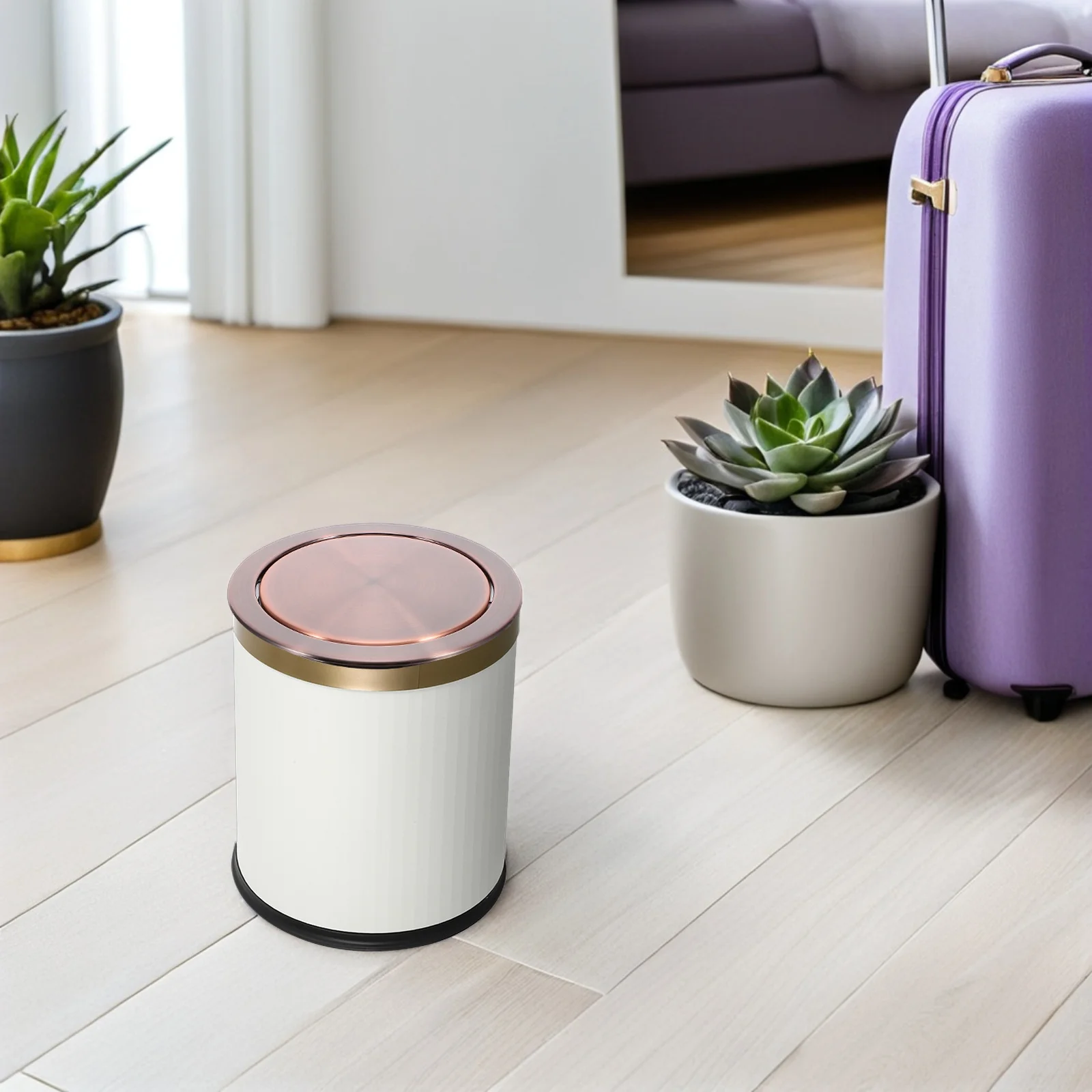 

Round Recessed Trash Lid Stainless Steel Swing Cover Built-In Countertop Waste Basket Lid For Bathroom Kitchen Garbage Can