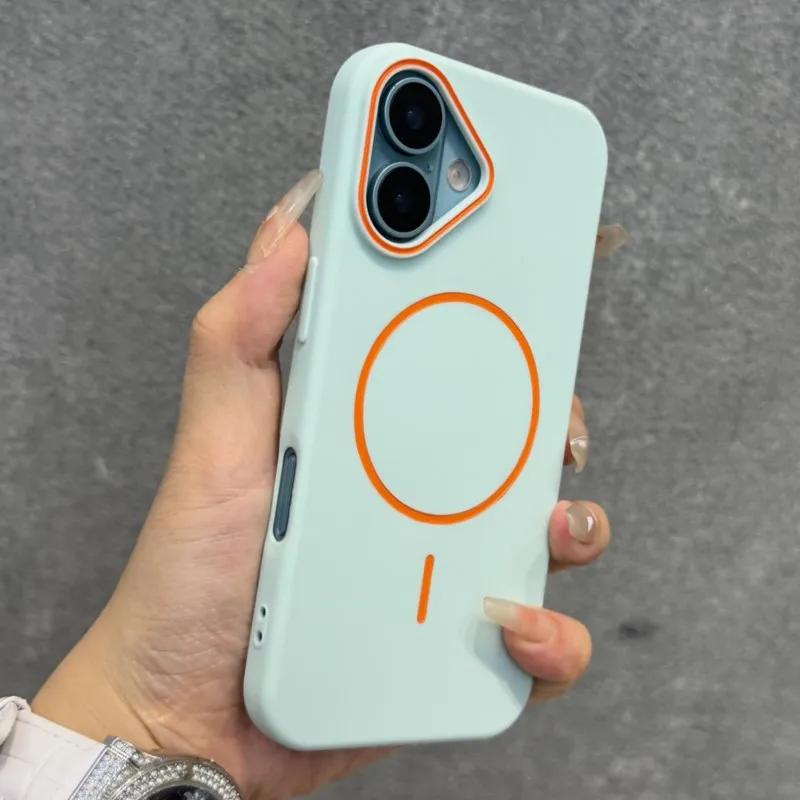 Funda magnética de silicona suave mate de lujo para iPhone 16 16E 15 14 13 12 Pro Max 11, cubierta de parachoques a prueba de golpes de Color impactante
