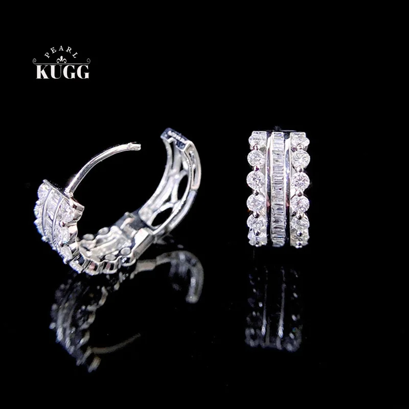

KUGG серьги из 100% белого золота 18 карат, модный классический дизайн, серьги-кольца из настоящего натурального бриллианта 0,60 карата для женщин, ювелирные изделия