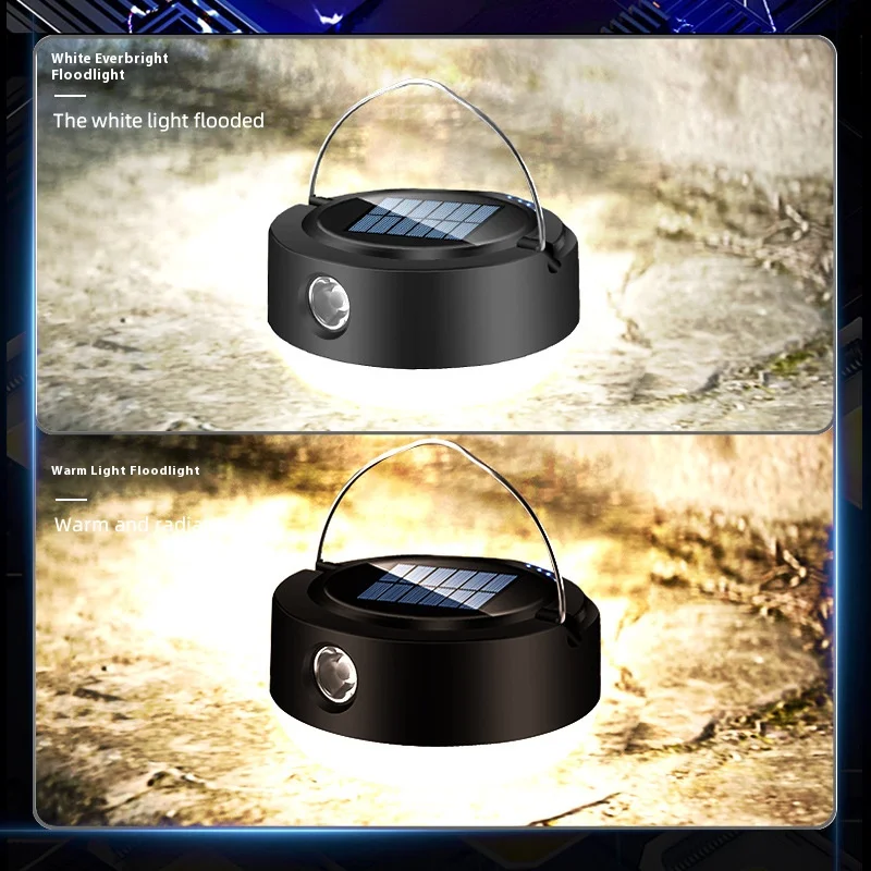 Waterproof Solar Power Tent Lamp Built In Battery Outdoor Portable Hanging Lamp 5 Modes Ligthing Solar Panel Camping Light