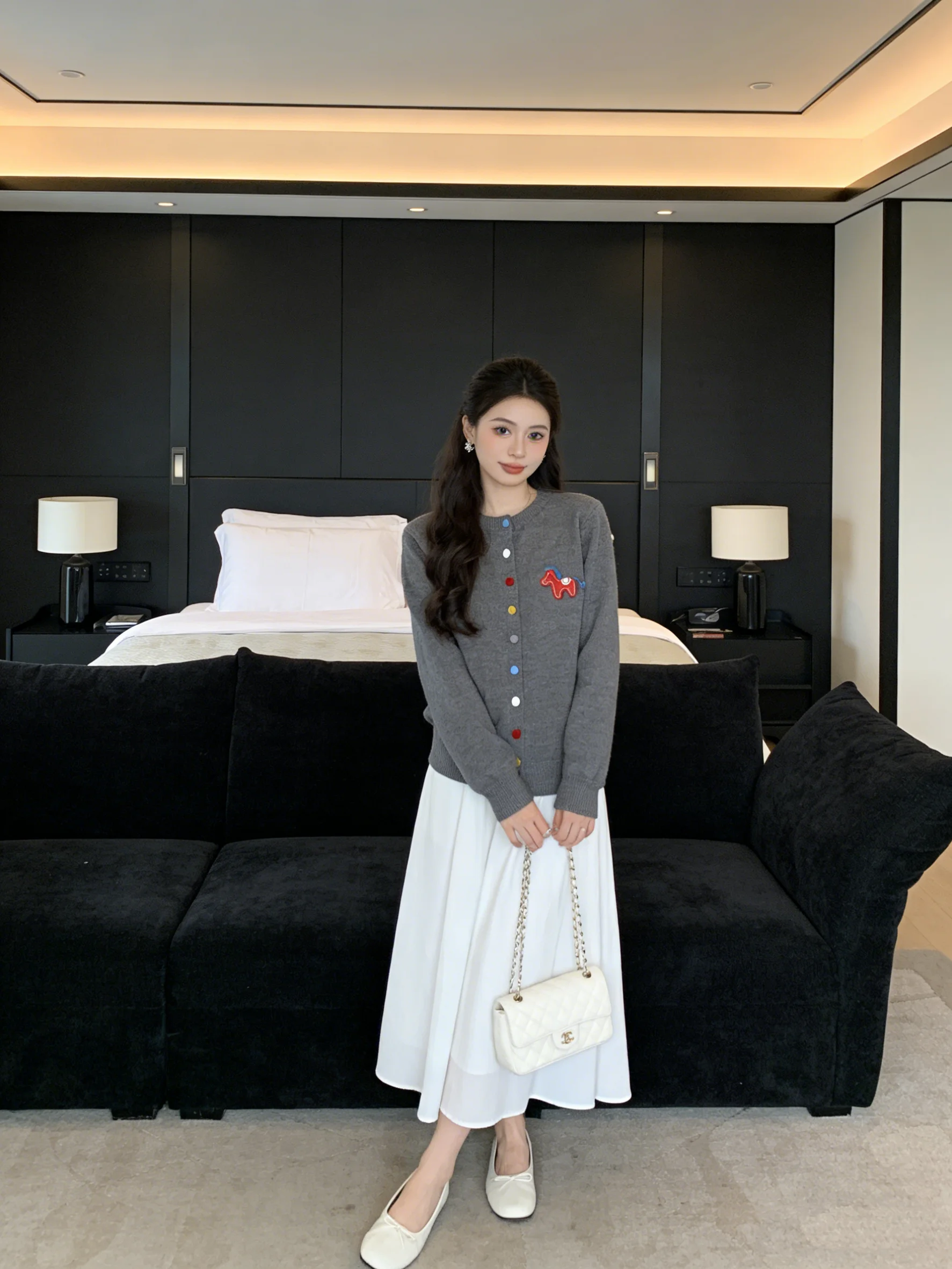 

Soft Comfortable round Ne Long Sve Embroidered Sweater Spring New Sle Korean Sle Color Button Cardigan for Women