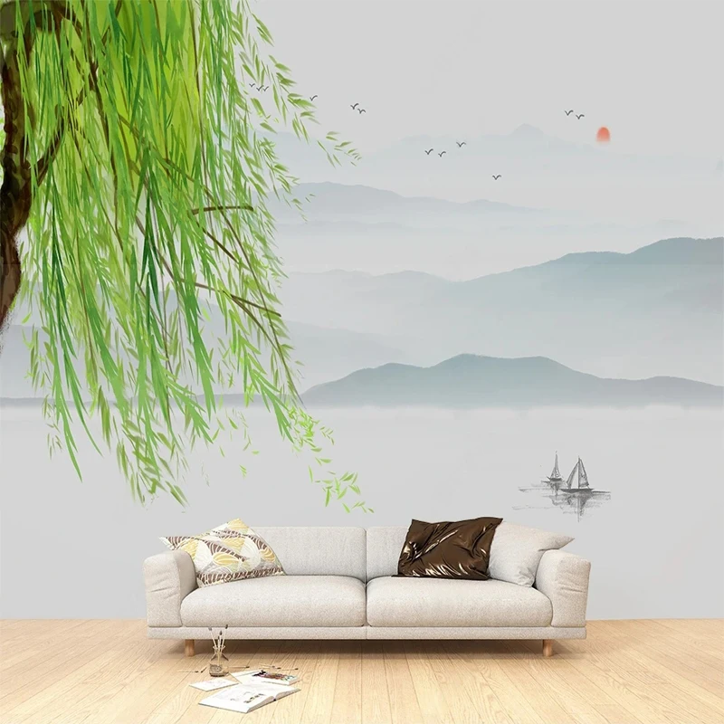 

Custom 3D Photo Mural Spring Landscape Tree Painting TV Sofa Background Wall Non-woven Wallpaper for Bedroom Living Room