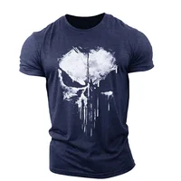 Camiseta para hombre Harajuku Punisher Skull 100% algodón calidad urbana Top Fitness Stretch ropa para hombre transpirable camiseta de gran tamaño