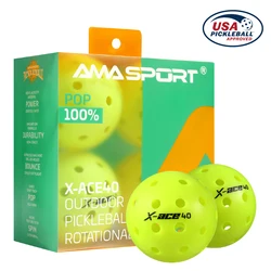 AMA SPORT X-ACE Pickleball 3/4/6/12 PCS - 40 Hole Outdoor Pickleball 100% POP Quick Start Technology Spin Airflow Hollow Balls