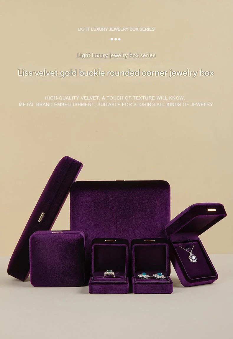 High End Rounded Edge Velvet Jewelry Storage Box with Multi Compartments for Earrings Rings Bracelets Necklaces Organizer Gift