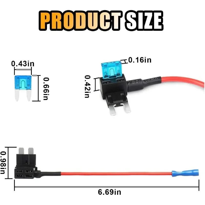 Car Fuse Box Holder 5/10Pcs Add-a-Circuit Adapter APM Tap Mini Blade Micro 12V Auto Motri Insurance ATM Adapter Universal