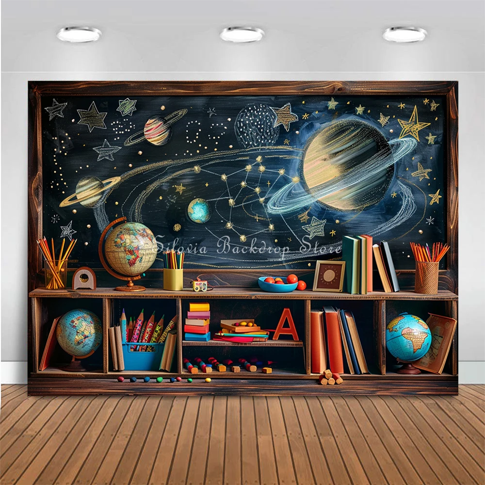 Back To School Photo Background Classroom Of Planets Birthday Cake Smash Photo Studio Props Universe Planet Photography Backdrop