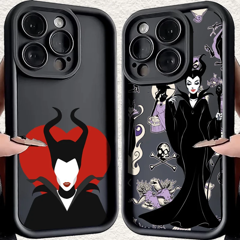 Disney Cute Maleficent For Apple iPhone 15 14 13 12 11 Mini XS XR X 8 7 Pro Max Plus Pro Soft Eye Ladder Phone Case Funda Coque