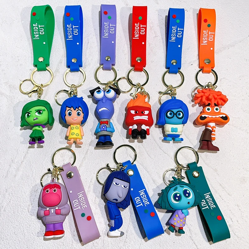 New Inside Out 2 Keychain Kawaii Disney Movie Anime Anxiety Ennui Envy Cute Girls Creative Bag Pendant Car Keychain Toys Gifts