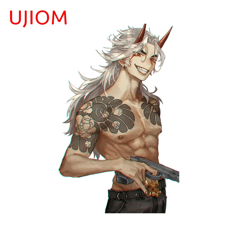 UJIOM 13cm X 8.3cm Handsome Arataki Itto Genshin Impact Wall Sticker Personality Tattooed Man Wardrobe Decor Decals Nice Murals