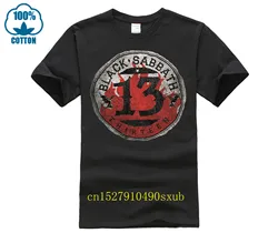 black t shirt Sabbath Mens Tshirt 13 Flame Circle Black