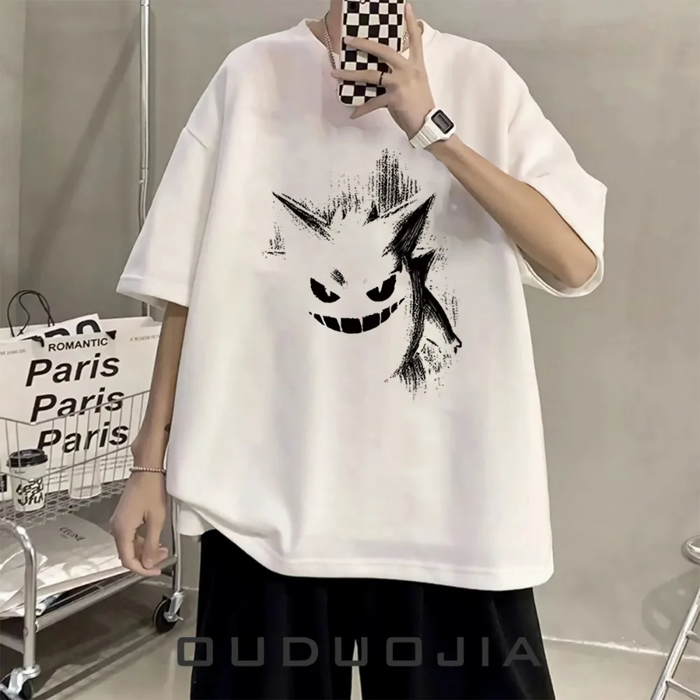 

Футболка с короткими рукавами «Покемон» для мужчин и женщин можно носить из плотного хлопка в гонконгском стиле, двумерная универсальная футболка с героями мультфильмов