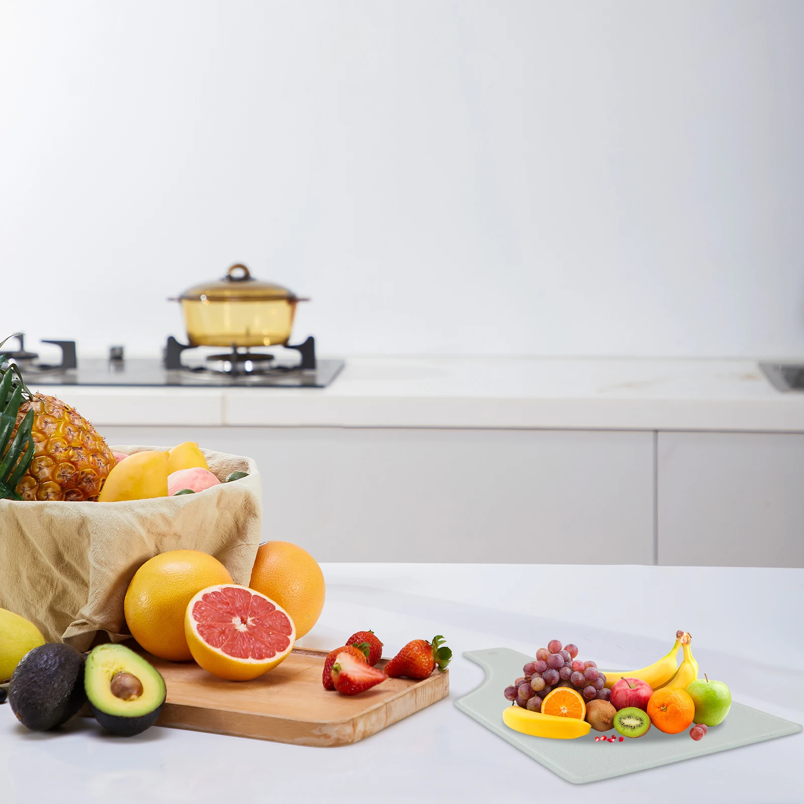 

Extra Large Tempered Glass Cutting Board Non-Slip Kitchen Chopping Board for Vegetable Fruit Meat Cutting Cooking Utensil