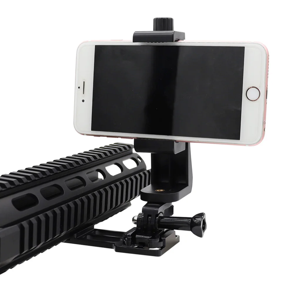 Tactical 20mm Picatinny Rail Mount Phone Camera Holder For Iphone Cell Phones Gopro Sports Camera For Shotgun Hunting Airsoft