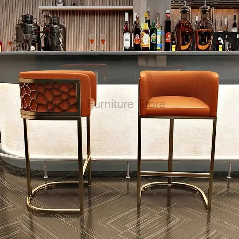

Nordic Backrest Bar Stools Household High Stool Modern And Simple Commercial Bar Chair Front Desk Cashier Chair Furniture