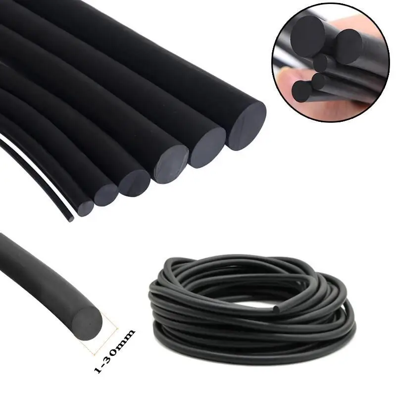 Black EPDM Rubber Foam Sealing Strip Round Sponge Cord For Cabinet Door Window Seal 2/3/4/5/6/7/8/9/10/12/14/15/16/18/20/25/30mm