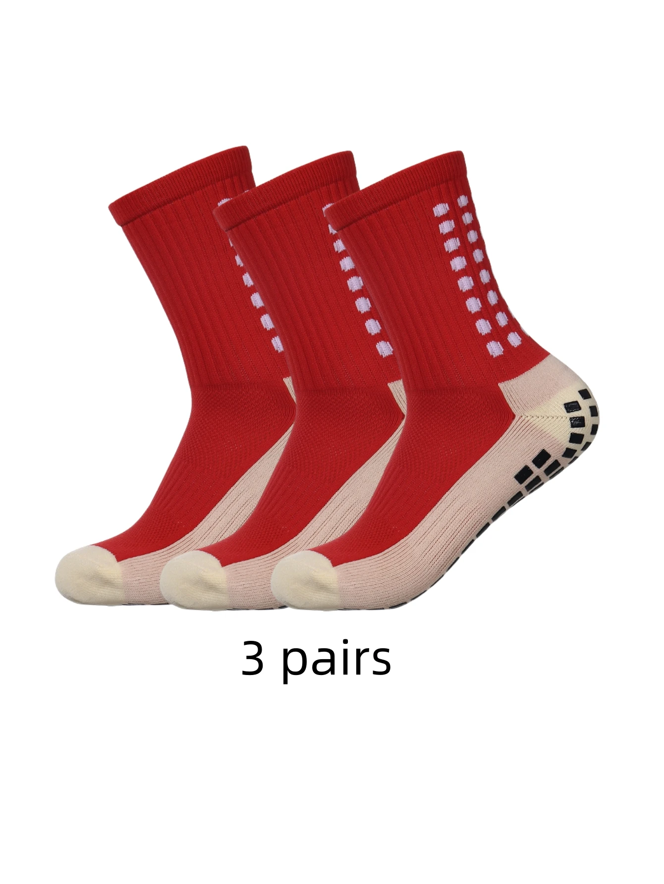 3 pairs of anti-skid classic sports socks with adhesive points, football socks