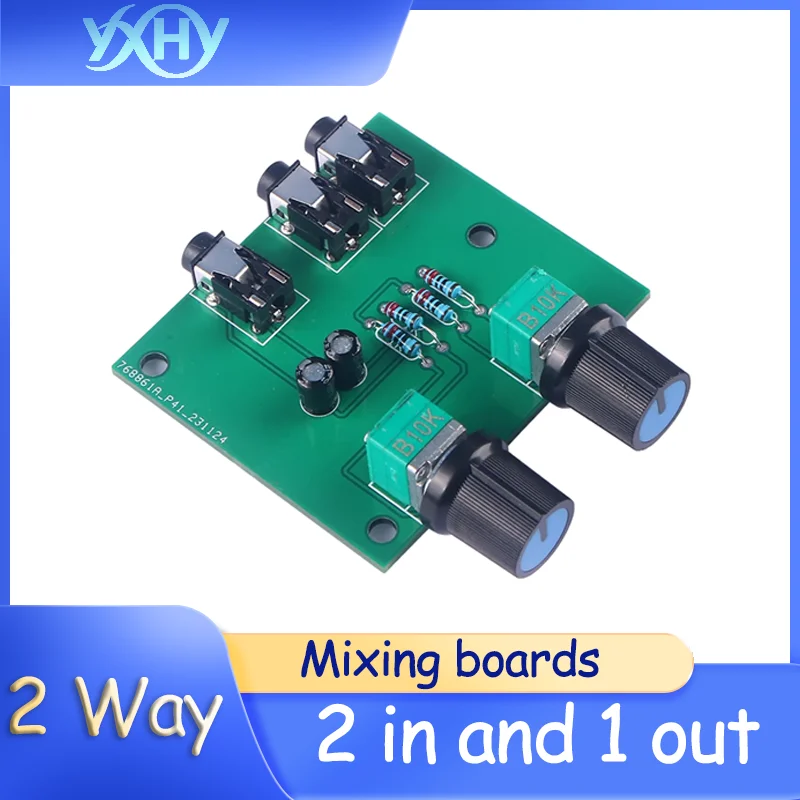 1pcs Dual Passive Audio Mixing Circuit Board, Stereo Dual Source Sound, 2-in-1 Mixer