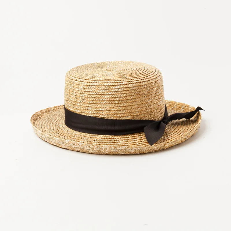 X237  New Bow Decoration Children's Wide-brimmed Straw Straw Hat Outdoor Travel Sunscreen Straw Hat Children Sun Caps