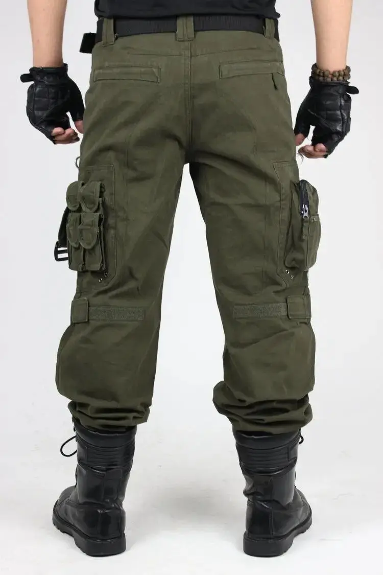 Men's Casual Cotton Cargo Pants for Outdoor Training, Hiking - Military - Style Multi - Pocket Trousers