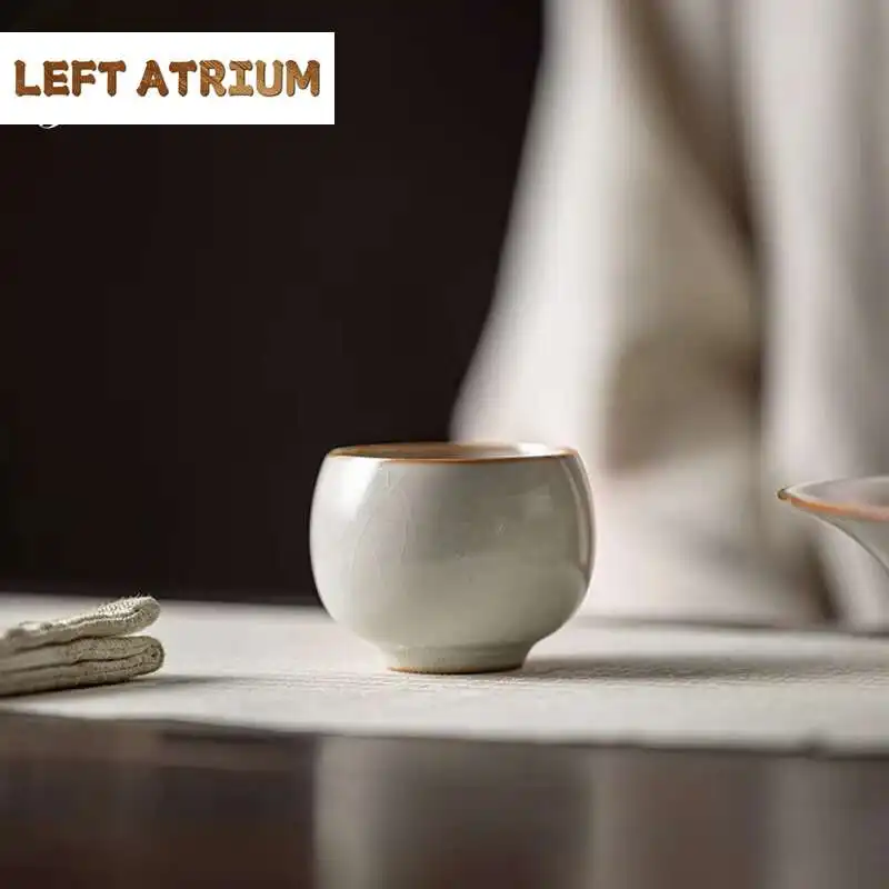 

60 мл чайная чашка в китайском стиле в стиле ретро, чашки ручной работы Ru Kiln Master, пристраиваемая глазурь, может улучшить чайную машину, образец чайной чашки, кунг-фу, чайная посуда