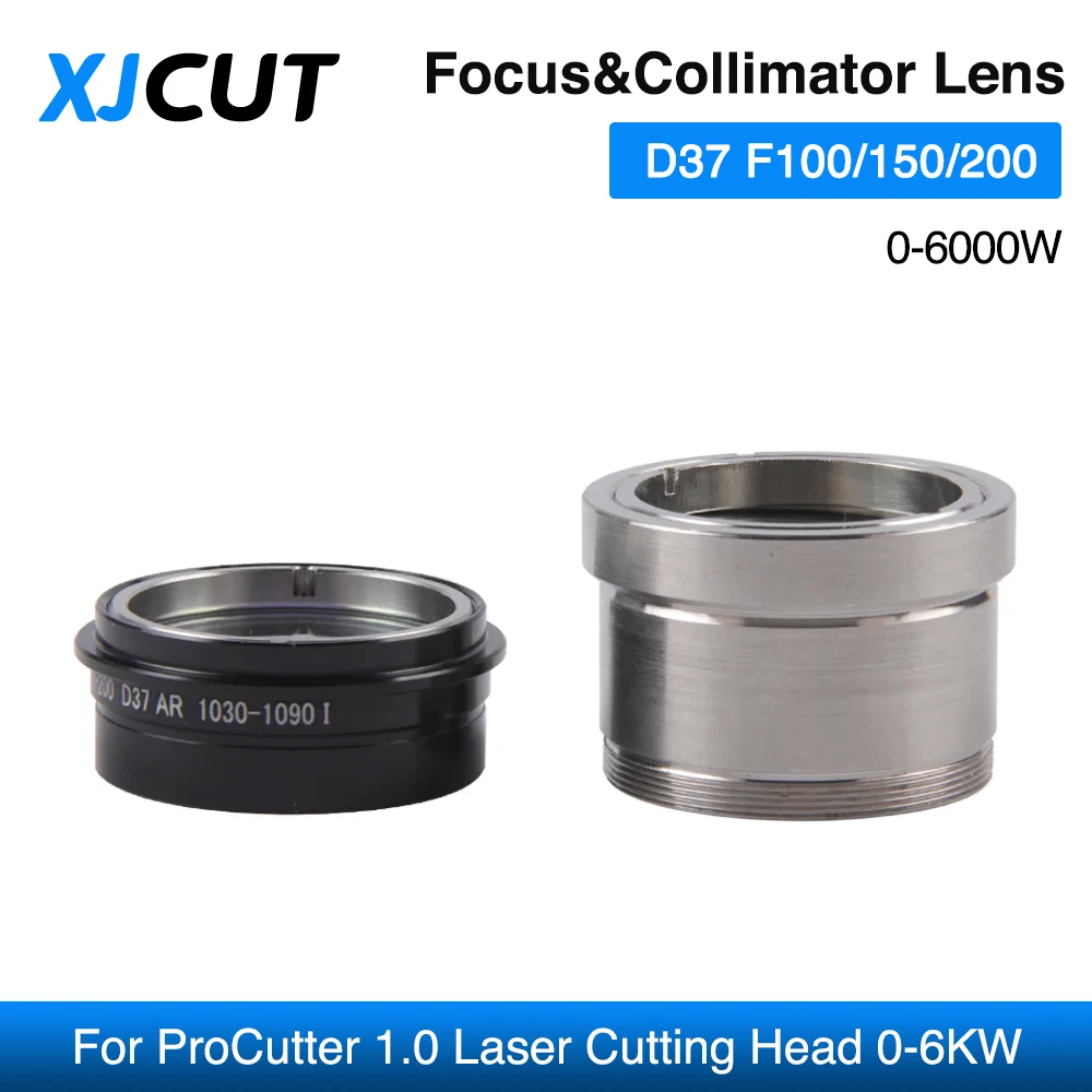 XJCUT Fibra Laser Precitec Colimador Lente de Foco D37 F100/150/200 com Suporte de Lente para ProCutter 1.0 Cabeça de Corte a Laser 0-6KW