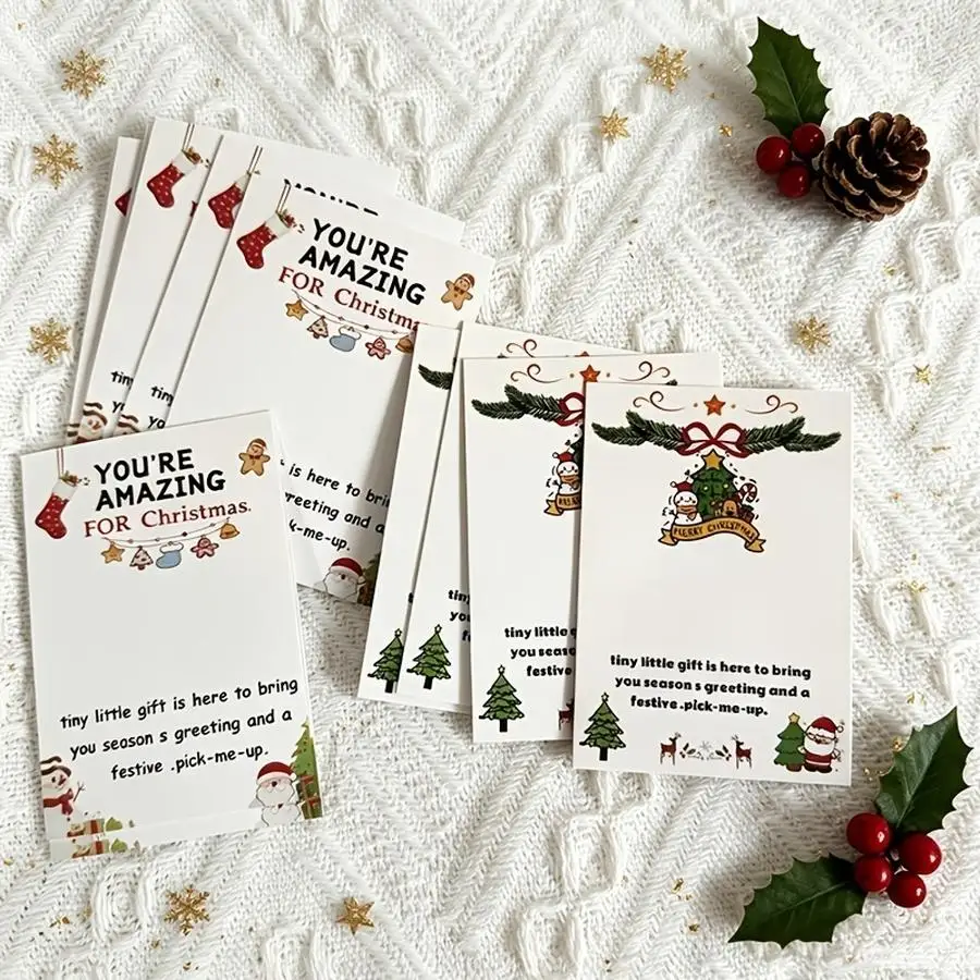 1/5/10/20/50/100pcs Mini Christmas Greeting Cards, Double-Sided Design, Perfect as Gifts for Friends, Emotional Support Cards, C