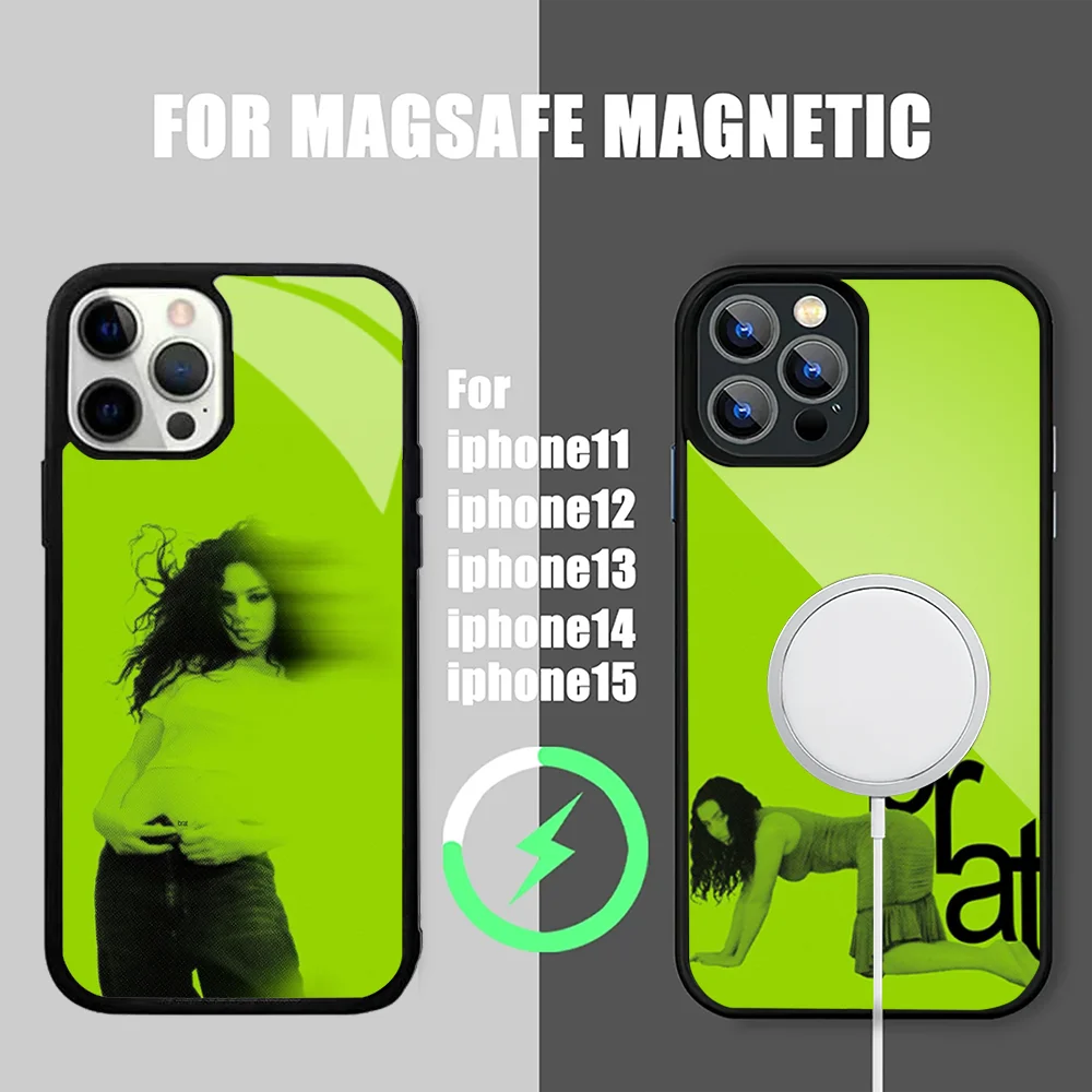 Singer C-Charli X B-BRAT Phone Case For IPhone 15 14 13 Pro Max 11 12 Mini Alex Mirror For Magsafe Wireless Charging Cover