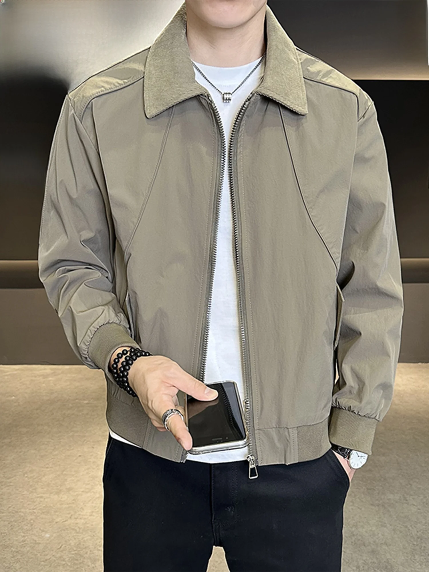 

Pierre Cardin Men's Casual Collar Jaet Fake Two-Piece Spring Autumn Outerwear Workwear Trendy Top Polyester Fiber Long S...