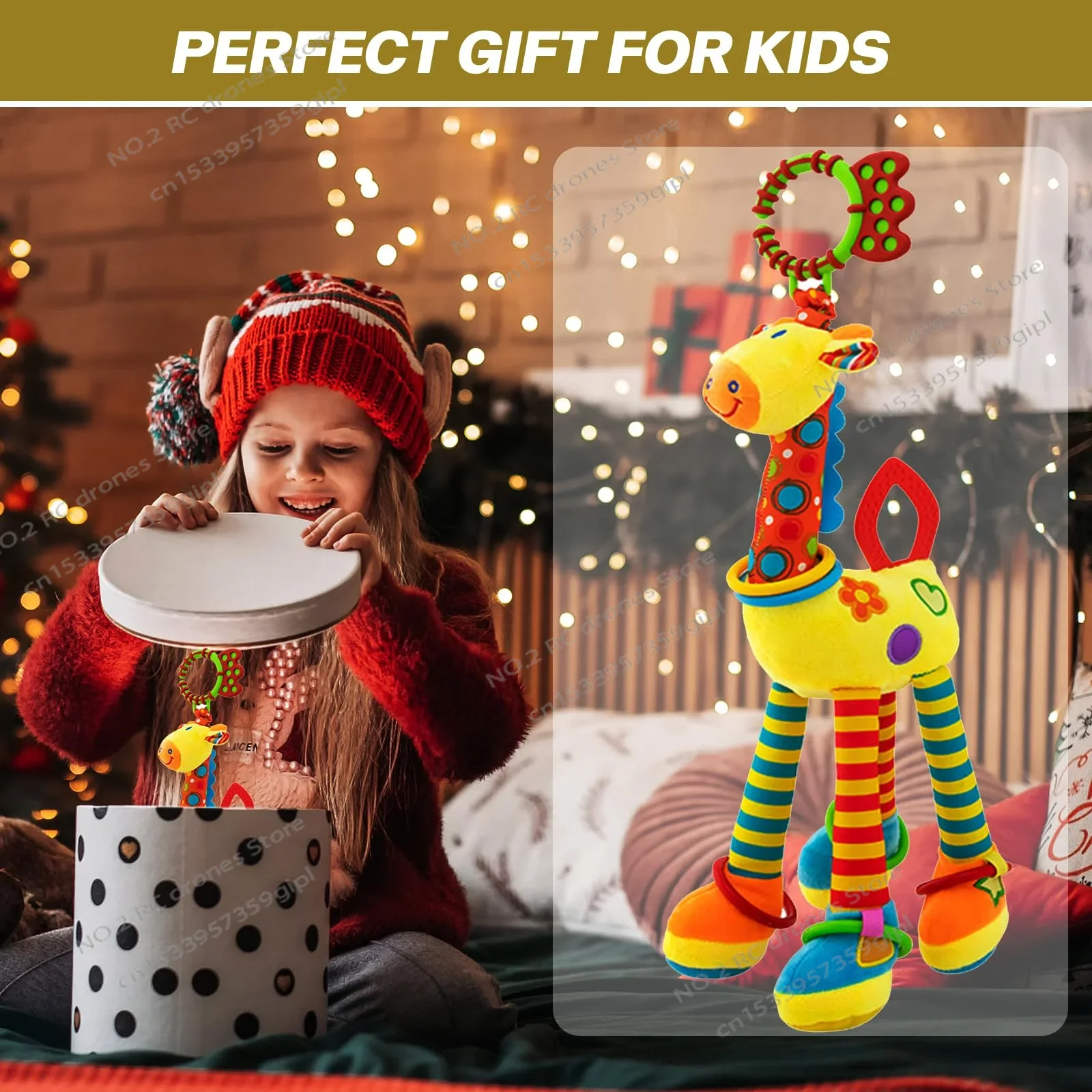 47CM 아기 유모차 속싸개 걸이 인형 기린, 부드러운 면 소재 아기 침대 벨, 아기 침대 게임 교육용 장난감, 남자아이 여자아이 선물