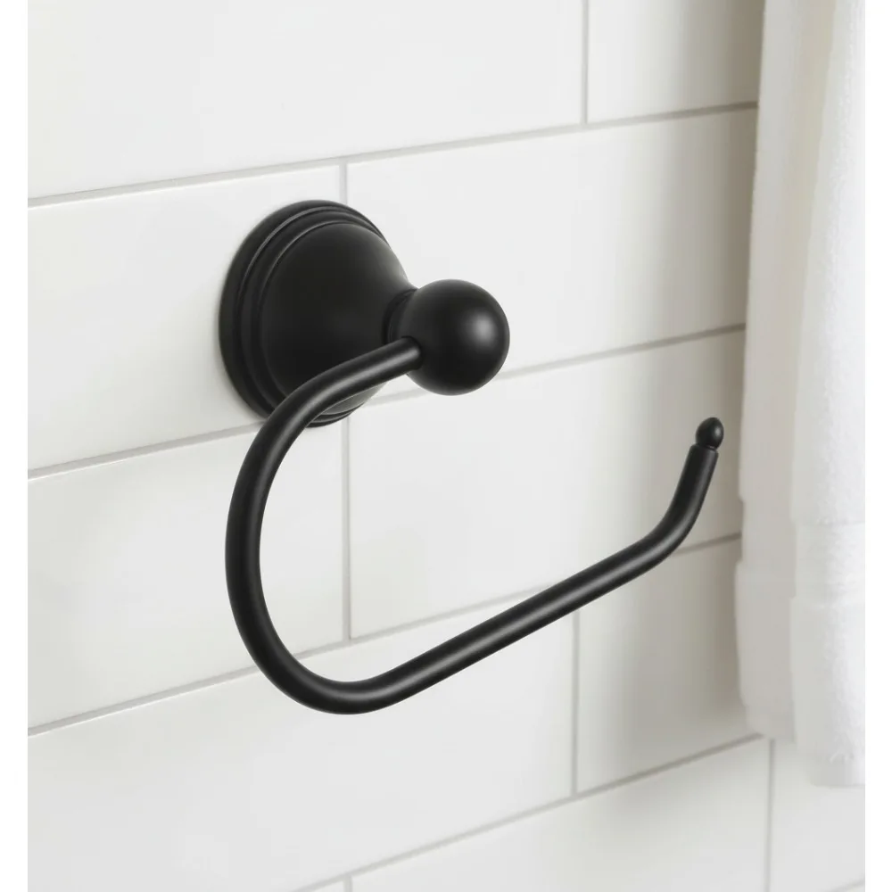 

Modern Matte Black Paper Towel Holder - Easy Installation Steel Bracket for Kitchen Bathroom Organization