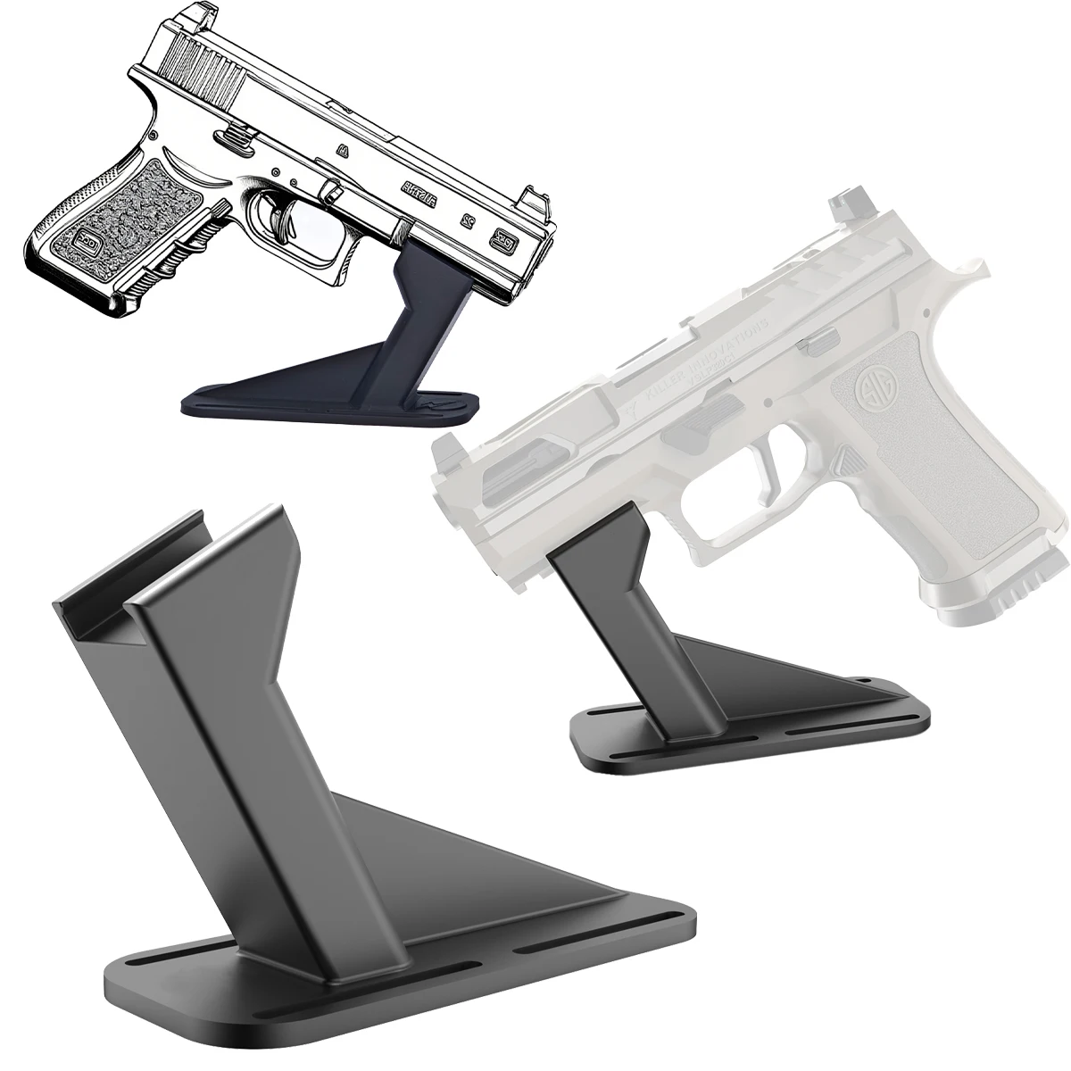 

Tactical Pistol Display Stand Universal Electric Toy Pistol Base 3D Printed Handgun Mount for Military Fans Collection Display