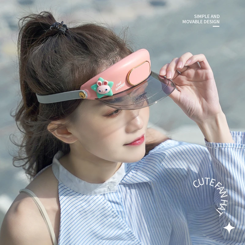 USB Charging Fan Hat Sun Hat Summer Empty Top Outdoor Sun Hat Fashionable and Adjustable Leaf Less Fan Sun Hat Portable Fan