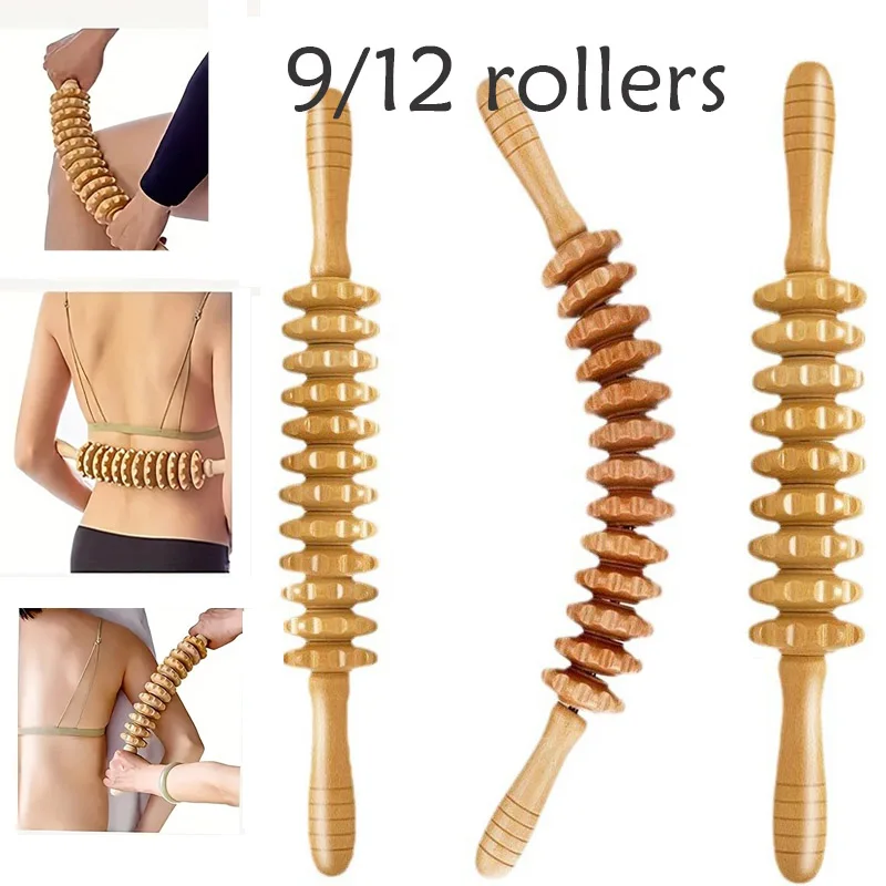 

Massage Stick Wooden Muscle Relaxation Mace Massager Roller Fitness Meridian Yoga Stick Slimming Leg Cervical Spine Roller