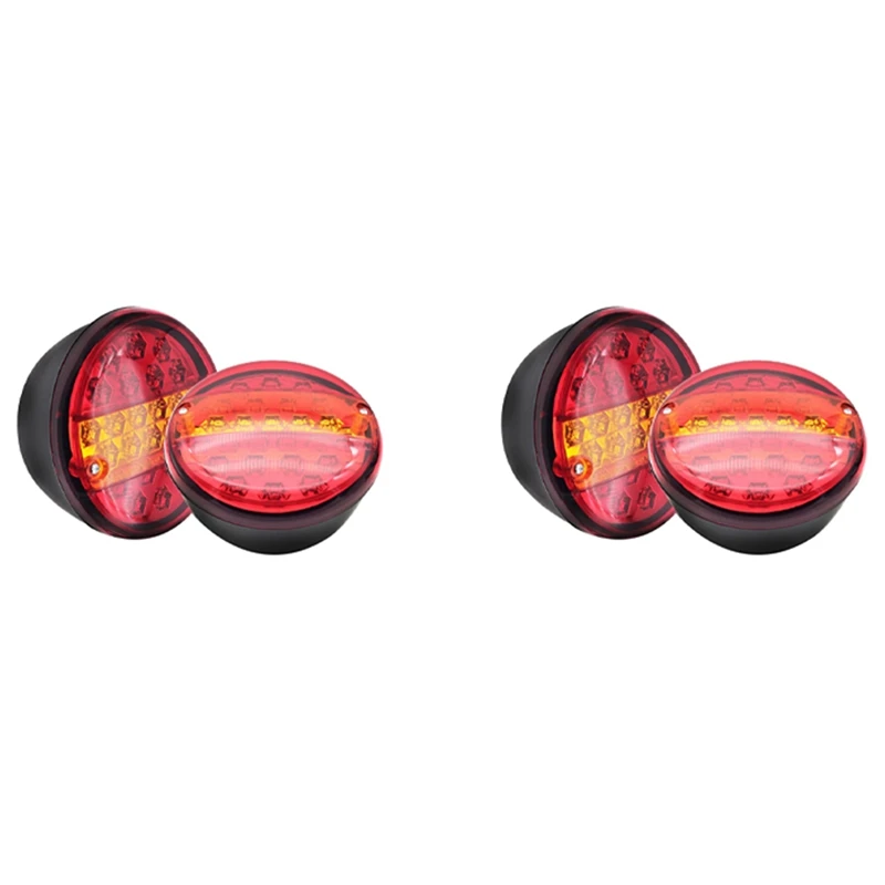 4Pcs 12V 24V 20 LED Car Trailer Tail Universal Lights Truck Round Taillight Rear Brake Stop Indicator Turn Signal Lamp