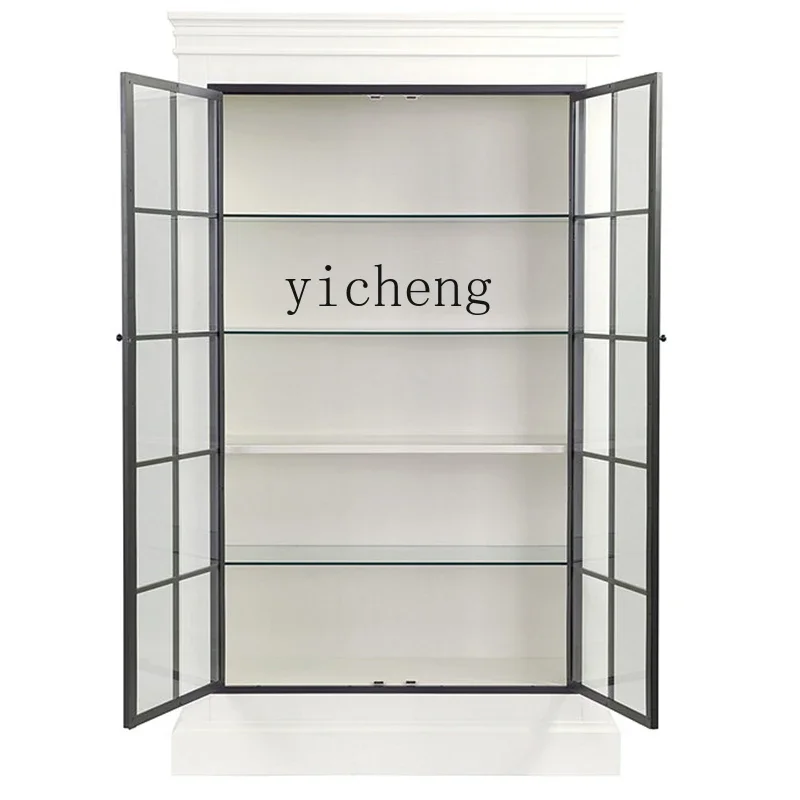 

ZK Solid Wood Wine Cabinet Simple Modern Double Door Glass Cabinet Wine Display Small Apartment Sideboard Cabinet