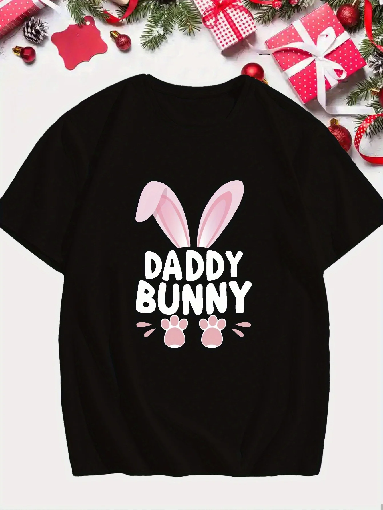 

Мужская повседневная хлопковая футболка с короткими рукавами Daddy Bunny, пасхальный наряд, топ с круглым вырезом