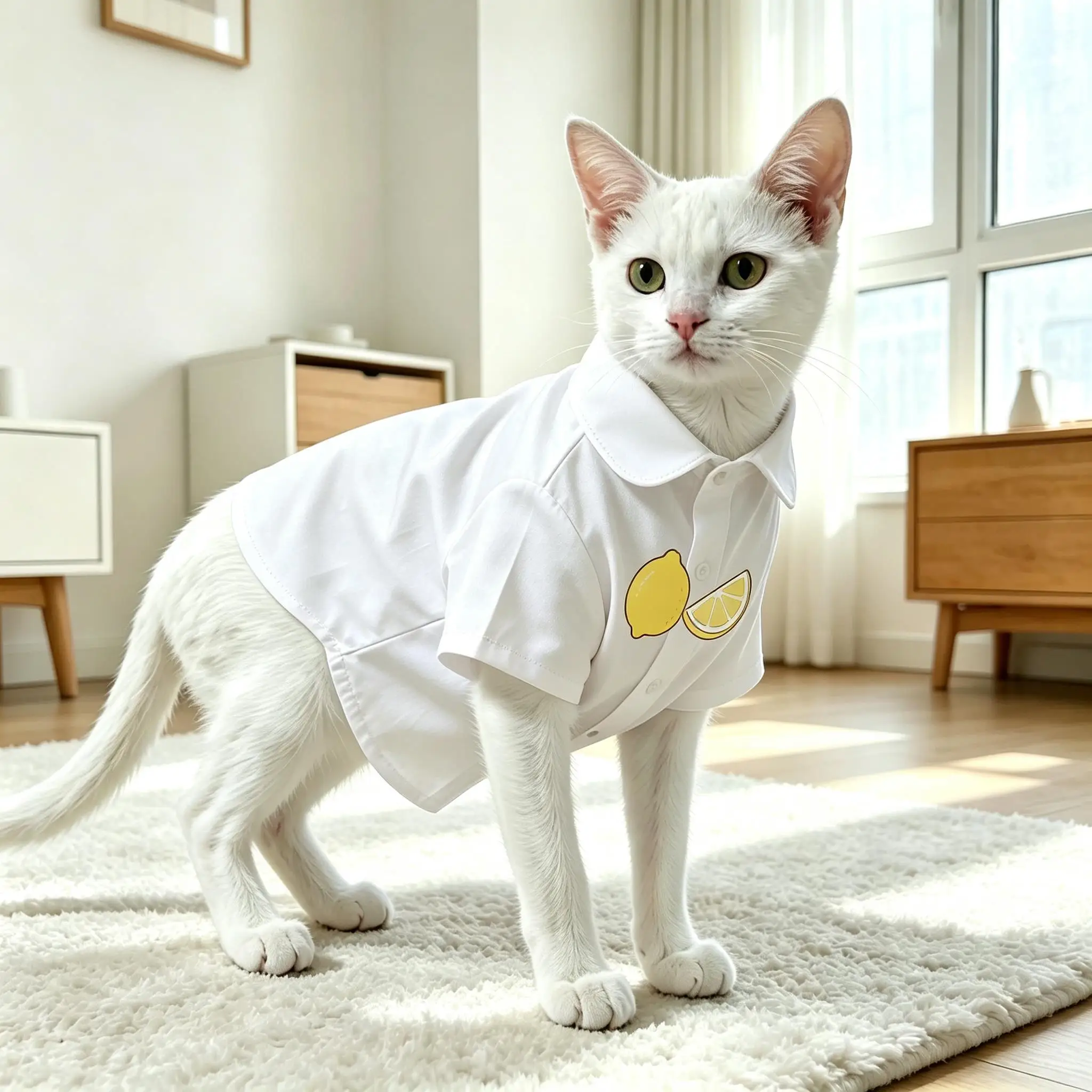 Pet Cat Shirt White Red Watermelon Slice Print Breathable Button Up for Small Medium Cats Cute Fruit Theme Daily Wear